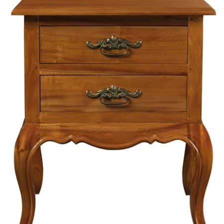 French Provincial 2 Drawer Side Table (Light Pecan)