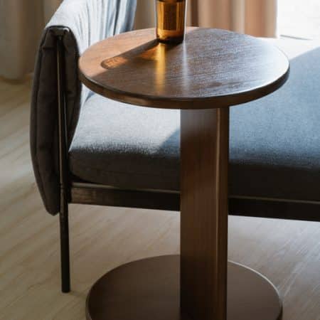 Brentwood Round Solid Timber Lamp Table (Walnut)