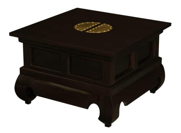 Dynasty Solid Mahogany Timber Lamp Table 60 x 60 cm  (Chocolate) - Image 2