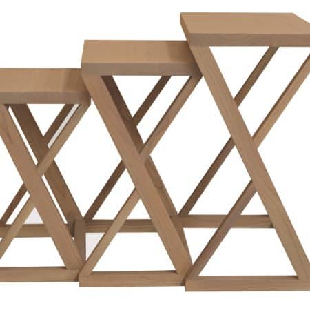Manhattan Solid Mindi Timber Nest of Tables - Set of 3 (Natural) - Image 2