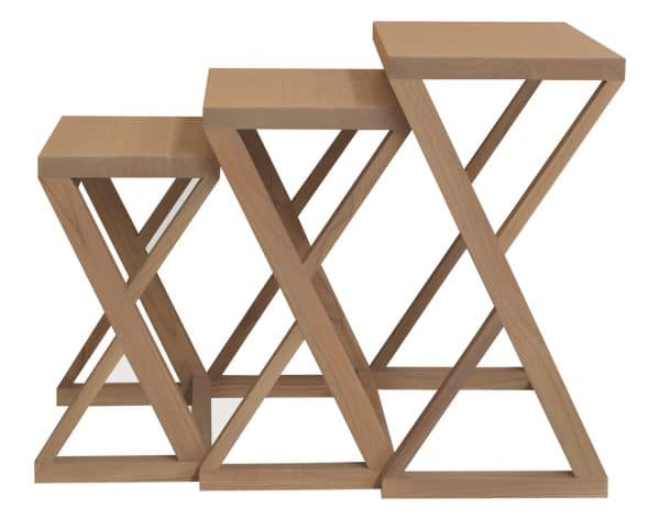 Manhattan Solid Mindi Timber Nest of Tables - Set of 3 (Natural) - Image 2