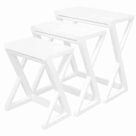 Manhattan Solid Mahogany Timber Nest of Tables - Set of 3 (White)