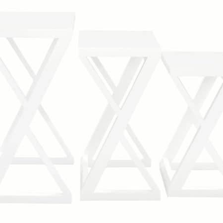Manhattan Solid Mahogany Timber Nest of Tables - Set of 3 (White) - Image 2