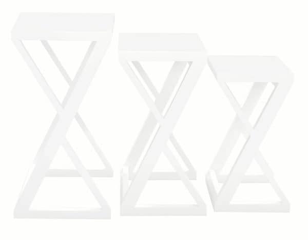 Manhattan Solid Mahogany Timber Nest of Tables - Set of 3 (White) - Image 2