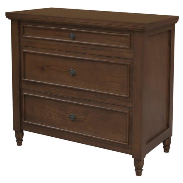 Beau 3 Drawer Solid White Cedar Turn Leg Dresser (Walnut) - Image 2