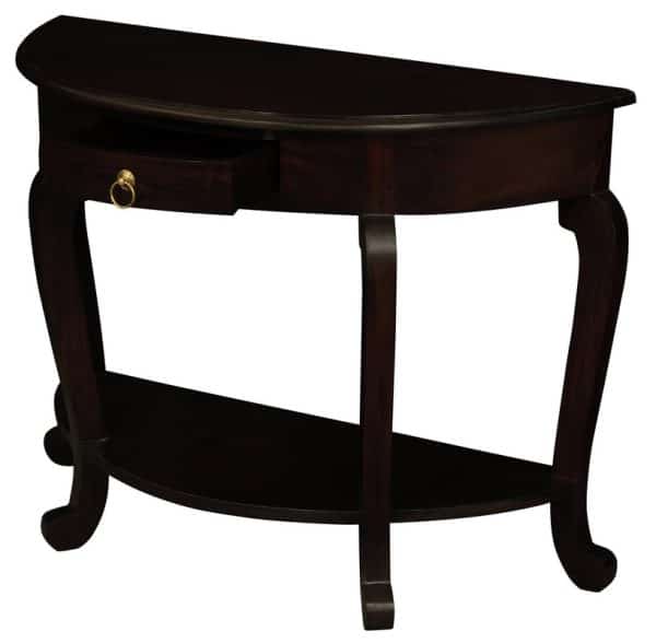 Emilie Cabriole Leg 1 Drawer Half Round Entry Table - Chocolate - Image 2