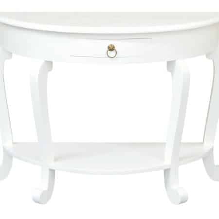 Emilie Cabriole Leg 1 Drawer Half Round Entry Table - White