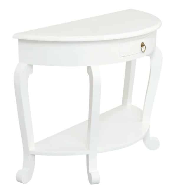 Emilie Cabriole Leg 1 Drawer Half Round Entry Table - White - Image 2