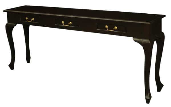 Queen Anne 3 Drawer Sofa Table - Chocolate - Image 2