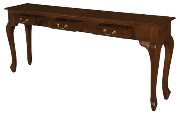 Queen Anne 3 Drawer Sofa Table - Mahogany - Image 2