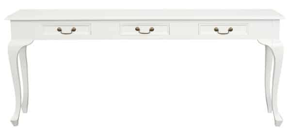 Queen Anne 3 Drawer Sofa Table - White