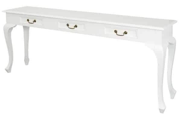 Queen Anne 3 Drawer Sofa Table - White - Image 2
