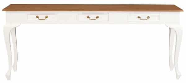 Queen Anne 3 Drawer Sofa Table - White Caramel