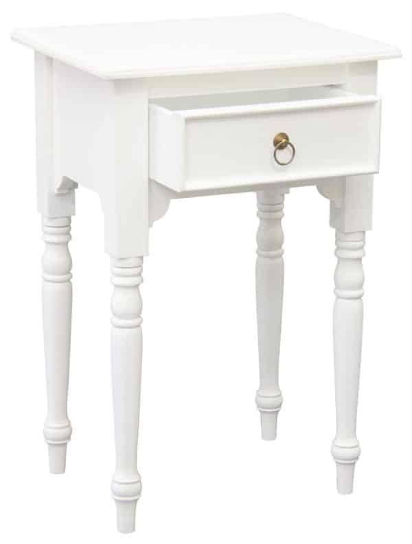 Milly Turn Leg 1 Drawer Side Table (White) - Image 2