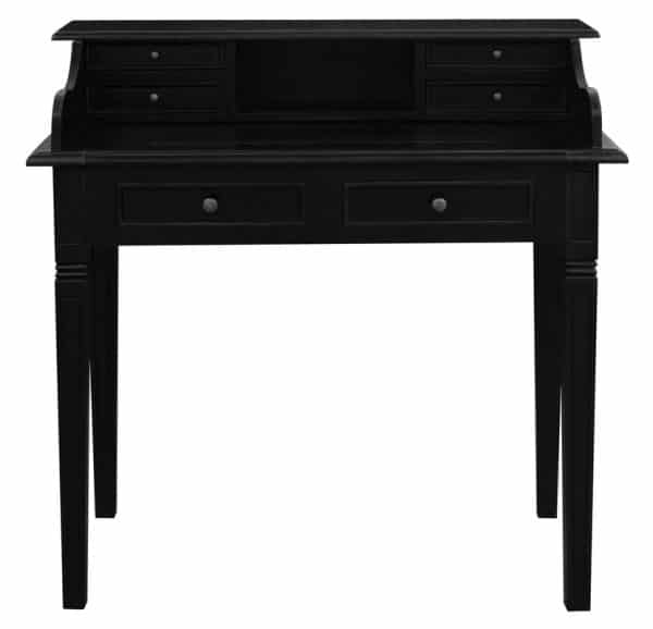 Winston 6 Drawer Solid Timber Writing Desk (Black)