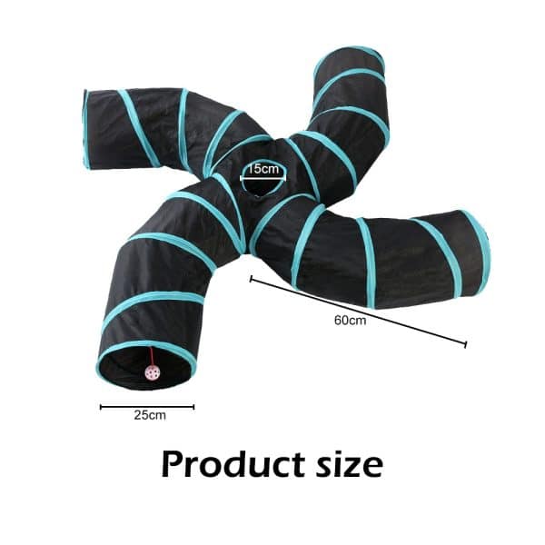 Pet Cat Kitten Puppy 4-Way Tunnel Play Toy Foldable Funny Exercise Tunnel Rabbit - Image 2
