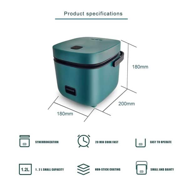 1.2L Mini Rice Cooker Travel Small Non-stick Pot For Cooking Soup Rice Stews - Image 2