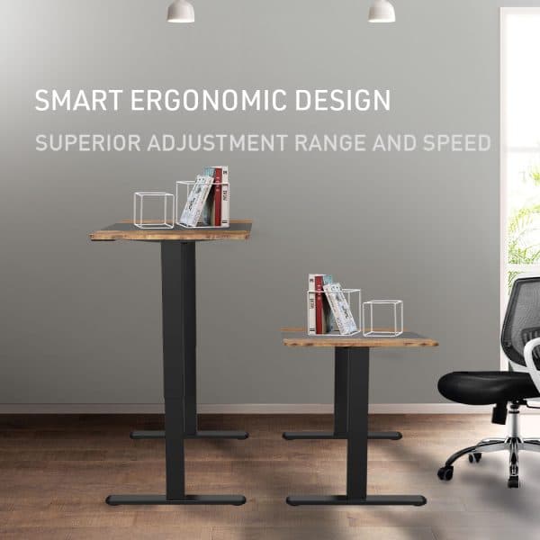 Fortia Sit To Stand Up Standing Desk, 120x60cm, 72-118cm Electric Height Adjustable, 70kg Rated, Walnut Style/Black Frame - Image 2
