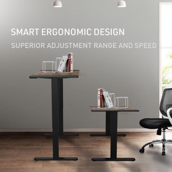 Fortia Sit To Stand Up Standing Desk, 140x60cm, 72-118cm Electric Height Adjustable, 70kg Rated, Oak Style/Black Frame - Image 2
