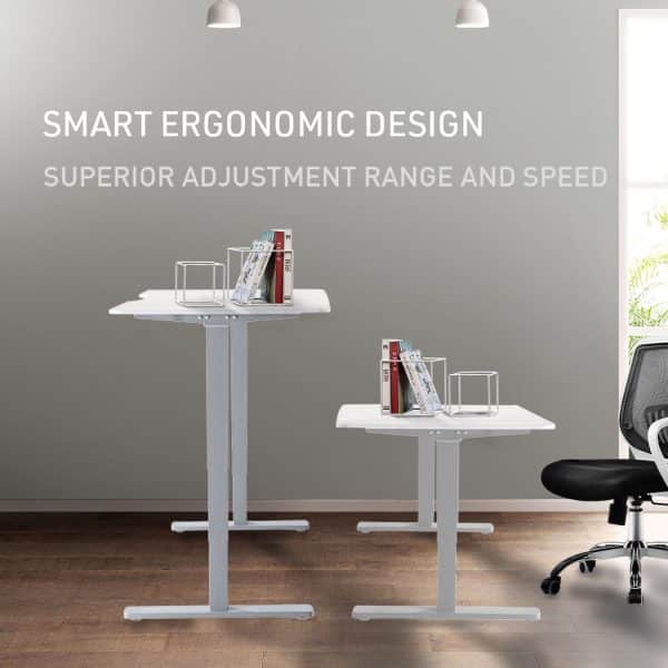 Fortia Sit To Stand Up Standing Desk, 120x60cm, 72-118cm Electric Height Adjustable, 70kg Rated, White/White Frame - Image 2