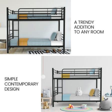 Kingston Slumber 2in1 King Single Metal Bunk Bed Frame, with Modular Design, Dark Matte Grey - Image 2