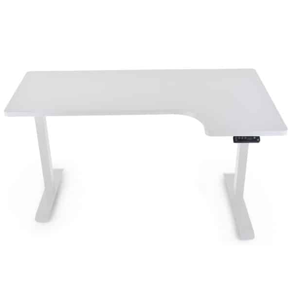 Fortia L Shaped Sit To Stand Up Corner Standing Desk, 72-120cm, Dual Motor, Adjustable Height Electric, 80kg Load, Right-Hand Sided, White