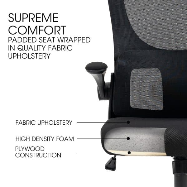FORTIA Ergonomic Mesh Office Chair Computer Seat Adjustable Recline, Black - Image 2