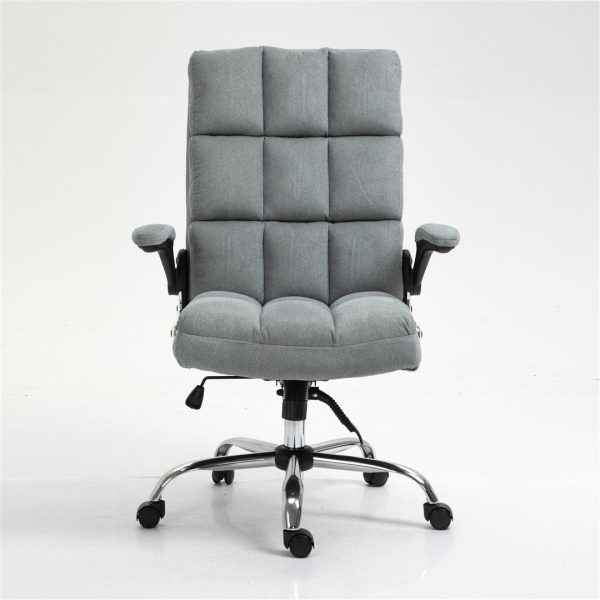 Soft Velvet Home Ergonomic Swivel Adjustable Tilt Angle and Flip-up Arms Office Chair - Image 2