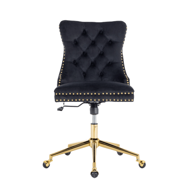 Velvet Home Office Chair- Black - Image 2