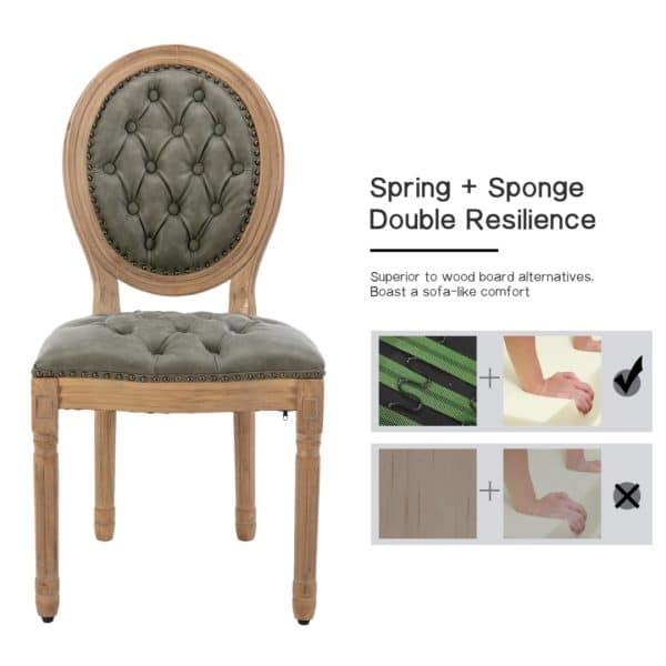 AADEN 4x Velvet Faux Leather Dining Chairs with Solid Wood Legs-Pine Green - Image 2