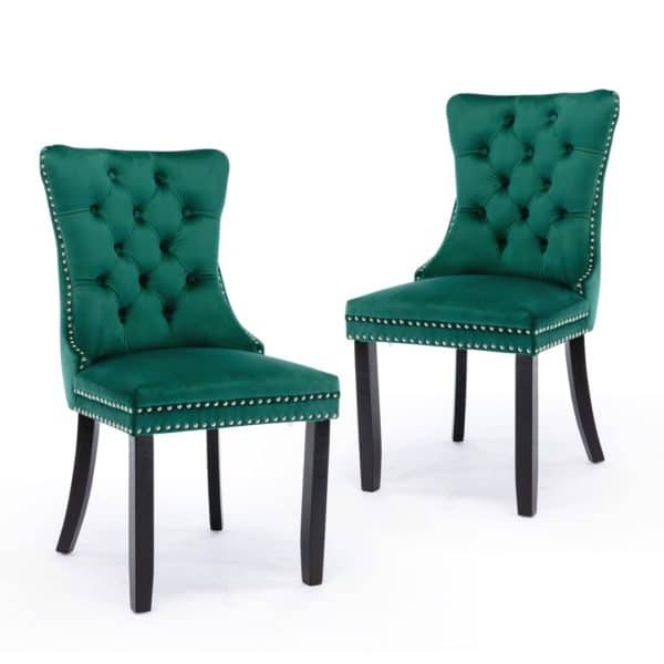 8x Velvet Dining Chairs- Green - Image 2