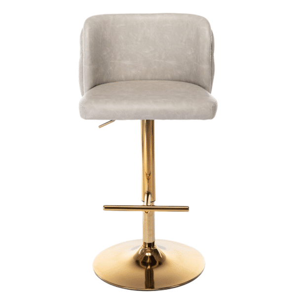 2x Faux Leather Golden Base Swivel Bar Stools- Beige - Image 2