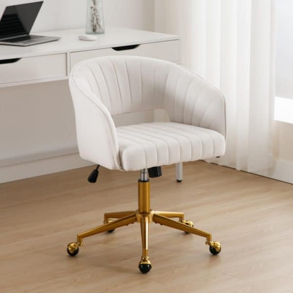 Velvet Home Office Chair- Beige - Image 2