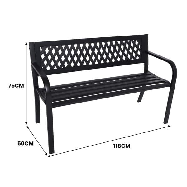 Wallaroo Steel Outdoor Garden Bench - Lattice - Image 2