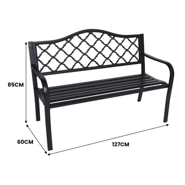 Wallaroo Steel Outdoor Garden Bench - Elegant - Image 2