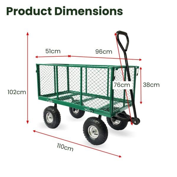 Wallaroo Steel Mesh Garden Trolley Cart - Green - Image 2