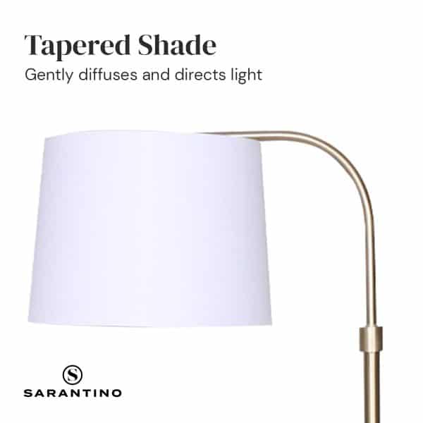 Sarantino Metal Floor Lamp Brass Finish Adjustable Height - Image 2
