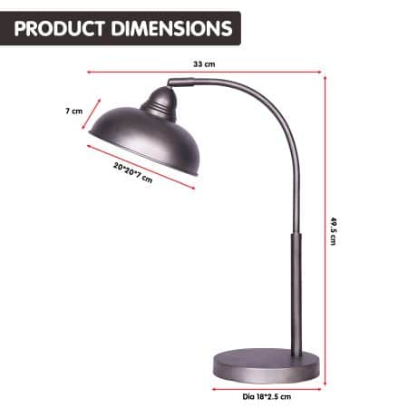 Sarantino Table Lamp Industrial Chic Adjustable Angle - Dark Grey - Image 2