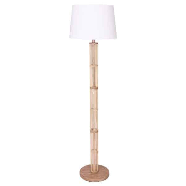 Sarantino Rattan Floor Lamp With Off-White Linen Shade by Sarantino