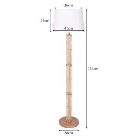 Sarantino Rattan Floor Lamp With Off-White Linen Shade by Sarantino - Image 2