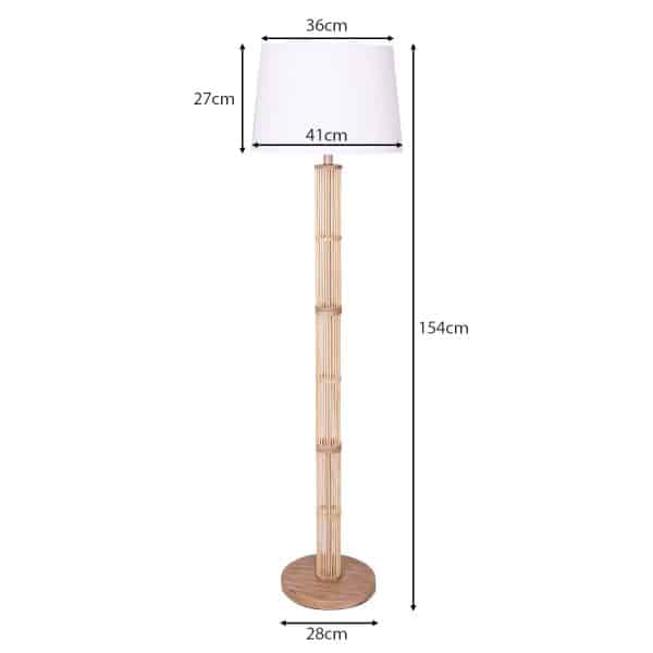 Sarantino Rattan Floor Lamp With Off-White Linen Shade by Sarantino - Image 2
