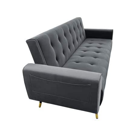 Sarantino Ava 3-seater Tufted Velvet Sofa Bed By Sarantino - Dark Grey - Image 2