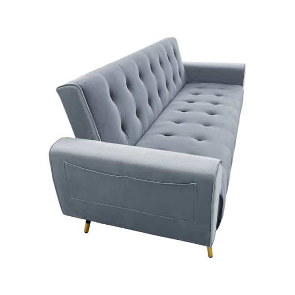 Sarantino Ava 3-seater Tufted Velvet Sofa Bed By Sarantino - Light Grey - Image 2