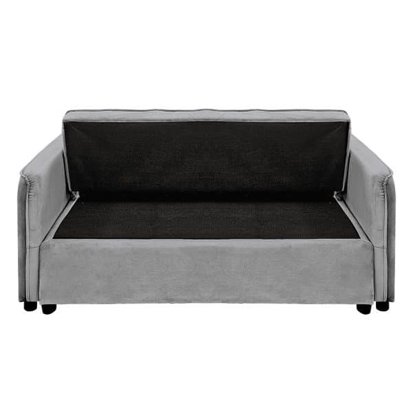 Sarantino Quincy 2-Seater Velvet Sofa Bed in Dark Grey with Wooden Frame and Tufted Design - Image 6