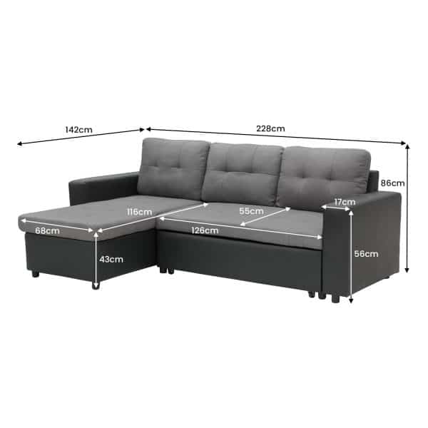 Sarantino Corner Sofa Linen Lounge Couch L-shaped Modular Furniture Home Chaise Grey - Image 2