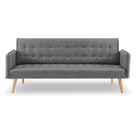 Sarantino 3 Seater Modular Linen Fabric Sofa Bed Couch Armrest Grey - Image 2