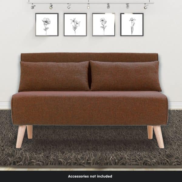 Sarantino 2-Seater Adjustable Sofa Bed Lounge Faux Linen - Brown - Image 2