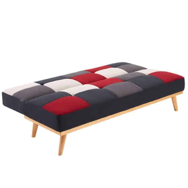Sarantino 3 Seater Modular Linen Fabric Wood Sofa Bed Couch - Multi-colour - Image 2