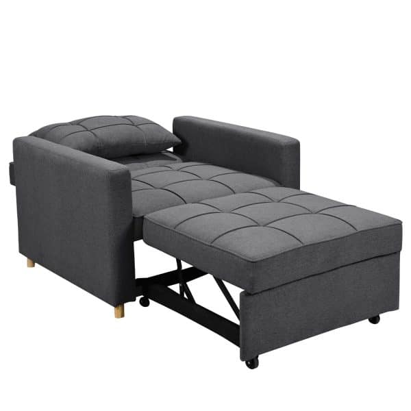 Sarantino Suri 3-in-1 Convertible Lounge Chair Bed - Dark Grey - Image 2