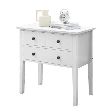 Sarantino Sven Bedside Table Night Stand - White - Image 2